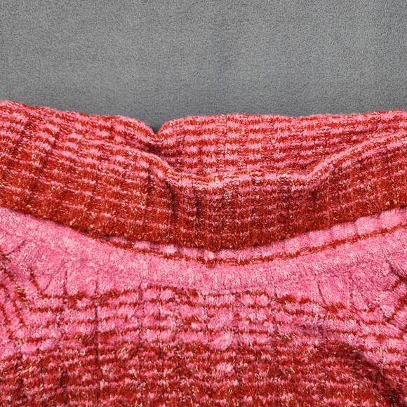 Boston Proper Womens Sweater Medium Pink Cable Knit Off Shoulder Stretch Classic - Picture 10 of 15